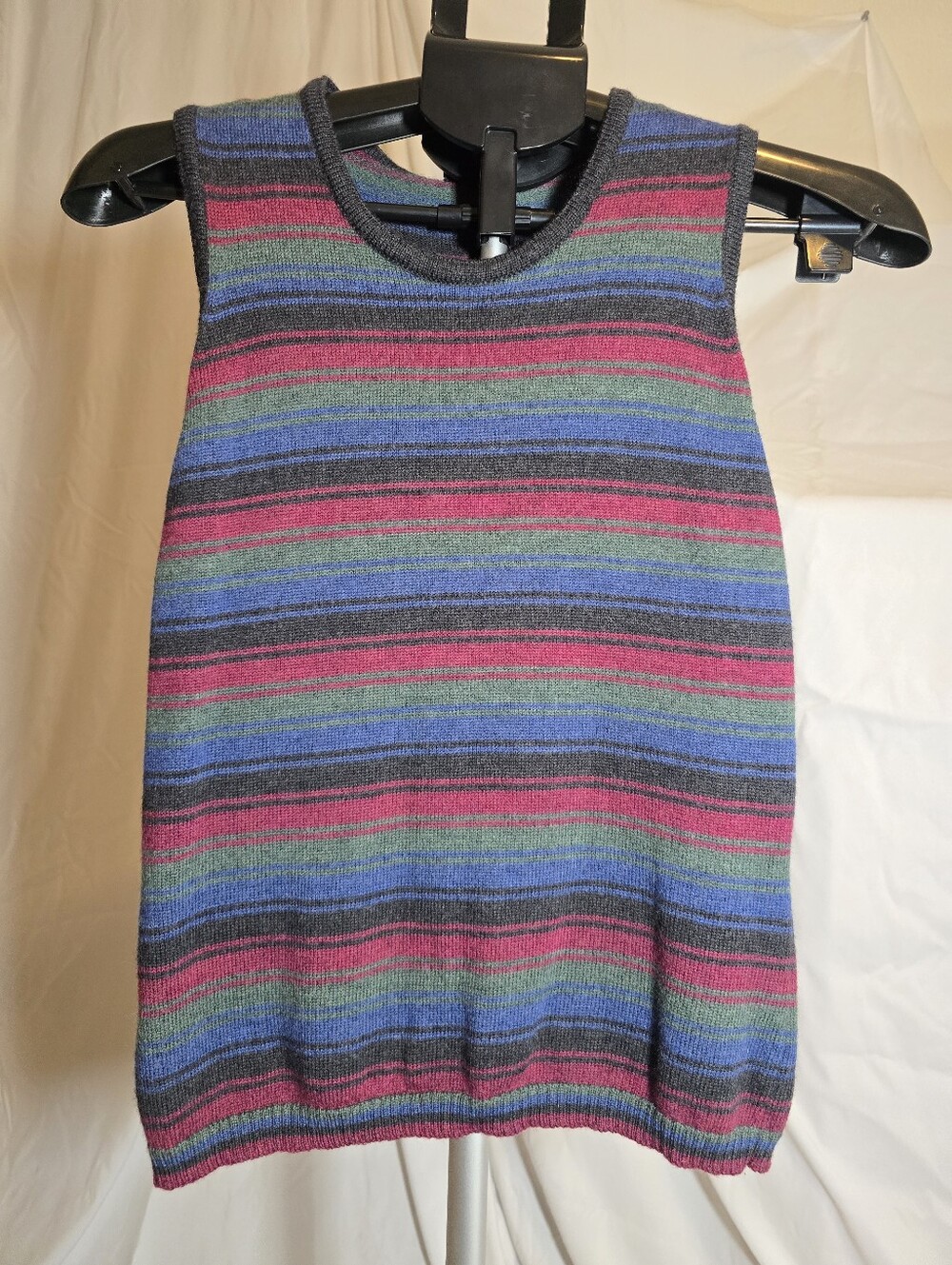 Striped Knit Sweater Vest - Multicolor Wool